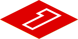 Sticker  1.9 x  1.9 with Number 1 Red with White Outline on Red