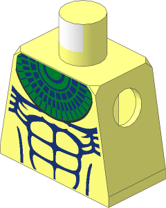 Minifig Torso with DarkBlue Muscles and Gold Necklace Pattern
