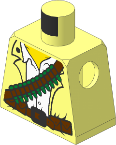 Minifig Torso with Waistcoat, White Shirt and Bandolier Pattern
