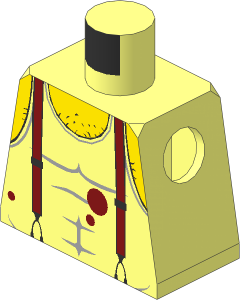 Minifig Torso with Tank Top, Braces & Yellow Skin Pattern