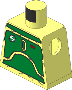 Minifig Torso with SW Blast Armour (Green Plates) Bluish Grey Pattern