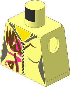 Minifig Torso with Female Hoodie with Zipper, Magenta and Medium Azure Markings Pattern