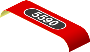 Sticker  1.2 x  4 with White "5590" in Black Panel on Red Background (Formed)