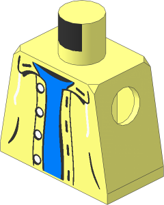Minifig Torso with Open Jacket Hoodie with 4 Buttons over Medium Blue Sweater Pattern
