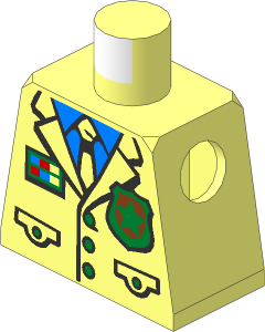 Minifig Torso with Police Suit with Tie, Gold Star Badge and Light Blue Shirt Pattern