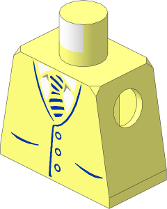 Minifig Torso with Vest with White Shirt and Blue Striped Tie and Buttons Pattern