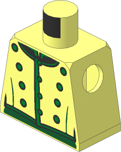 Minifig Torso with Page Suit, Gold Buttons and Dark Green Trim Pattern