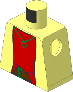Minifig Torso with Jacket over Bright Light Blue Shirt, Gold Necklace with Heart and Belt Pattern