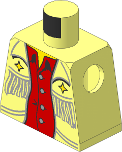 Minifig Torso with Red Undershirt and Fringe Pattern
