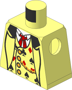 Minifig Torso with Card, Suit, Vest, and Gold Fob Pattern