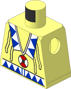 Minifig Torso with White/Blue Triangles, Red/White Amulet Pattern
