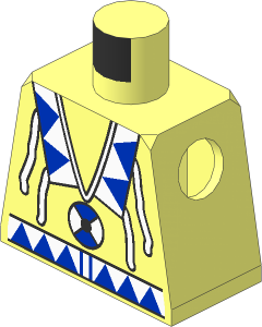 Minifig Torso with White/Blue Triangles, Blue/White Amulet Pattern