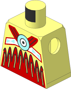 Minifig Torso with Red on Bottom and Fringe Pattern