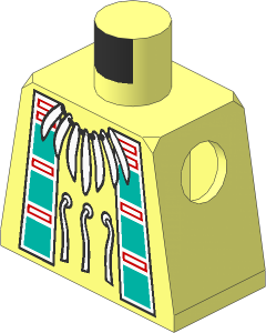 Minifig Torso with Buckskin Tunic, American Indian Necklace and Dark Turquoise Squares Pattern