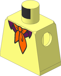 Minifig Torso with Sweater with Dark Azure Shirt with Collar and Orange Ascot Tie Pattern