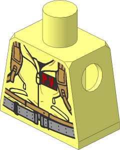 Minifig Torso with Jumpsuit, "P.V." ID Badge and "PETER" with Ghostbusters Logo on Back Pattern