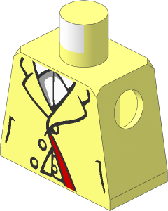 Minifig Torso with Suit Jacket, Lapels, Red Lining and White Shirt with Collar Pattern