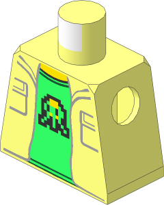 Minifig Torso with Pockets, Bright Green Shirt and 8-Bit Alien Pattern
