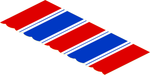 Sticker  2.6 x  6 with White/Red/Blue Stripes