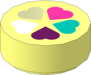 Tile  1 x  1 Round with Heart Flower Pattern