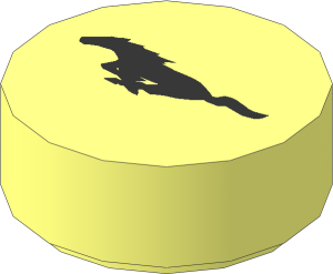 Tile  1 x  1 Round with Mustang Emblem Pattern