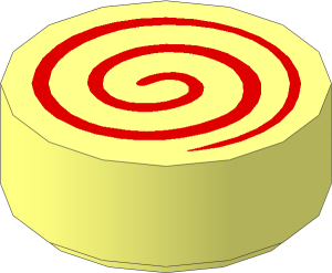 Tile  1 x  1 Round with Spiral Red Pattern