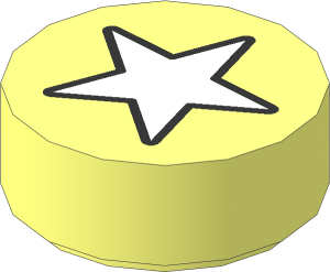 Tile  1 x  1 Round with White Star Pattern