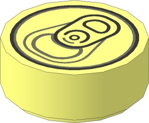 Tile  1 x  1 Round with Soda Pop Can Top Pattern
