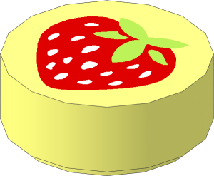 Tile  1 x  1 Round with Strawberry Pattern