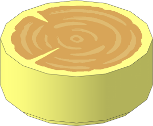 Tile  1 x  1 Round with Tan and Dark Tan Tree Stump Pattern