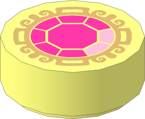 Tile  1 x  1 Round with Bright Pink, Dark Pink and Magenta Faceted Jewel Pattern