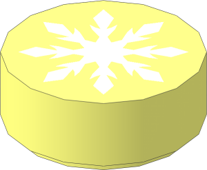 Tile  1 x  1 Round with White Eight-Pointed Snowflake Pattern