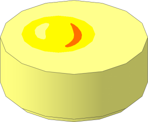Tile  1 x  1 Round with Yellow Fried Egg Pattern