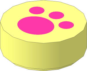 Tile  1 x  1 Round with Magenta Paw Print Pattern
