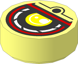 Tile  1 x  1 Round with Yellow Eye and Metallic Eyelid Pattern