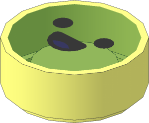 Tile  1 x  1 Round with Bright Light Yellow Emoji with Open Laughing Mouth with Coral Tongue Pattern