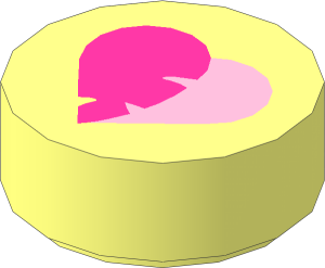 Tile  1 x  1 Round with Dark Pink and Bright Pink Heart Pattern