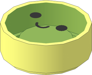 Tile  1 x  1 Round with Bright Light Yellow Emoji with Slanted Standard Smile Pattern