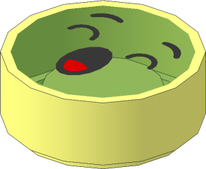 Tile  1 x  1 Round with Bright Light Yellow Emoji with Closed Eyes and Narrow Open Yawning Mouth with Coral Tongue Pattern