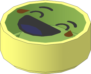 Tile  1 x  1 Round with Bright Light Yellow Emoji with Wide Open Laughing Mouth with Coral Tongue and Medium Azure Tears of Joy Pattern