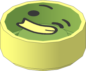 Tile  1 x  1 Round with Bright Light Yellow Emoji with One Winking Eye and One-Sided Grimacing Smile Pattern