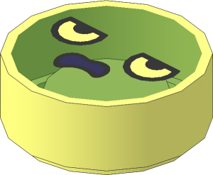 Tile  1 x  1 Round with Bright Light Yellow Emoji with Partially Closed Eyes and Irregular Shapes Mouth with Coral Tongue Pattern