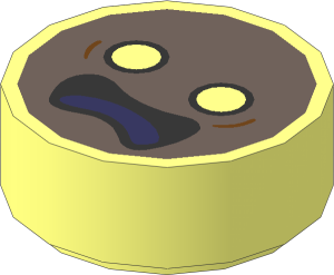Tile  1 x  1 Round with Light Aqua Emoji with Scared Eyes and Wide Irregular Open Mouth with Coral Tongue Pattern