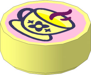 Tile  1 x  1 Round with Coral Steaming Teacup on Bright Pink Background Pattern