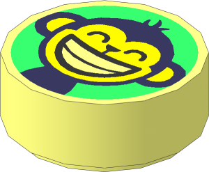 Tile  1 x  1 Round with Monkey Face Pattern