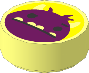 Tile  1 x  1 Round with Monster Face Pattern