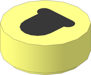 Tile  1 x  1 Round with Abstract Black Eye and Lid Half Closed Pattern