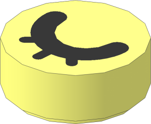 Tile  1 x  1 Round with Black Eye Closed with Eyelashes Pattern