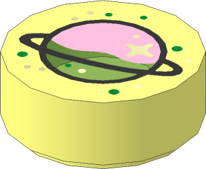 Tile  1 x  1 Round with Planet with Ring Pattern