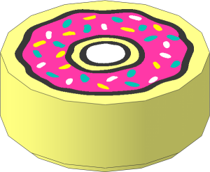 Tile  1 x  1 Round with Pink Doughnut Pattern